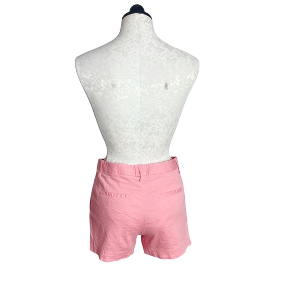 Theory Lynie Linen Cotton Salmon Pink Slim Fit Shorts - Picture 6 of 8